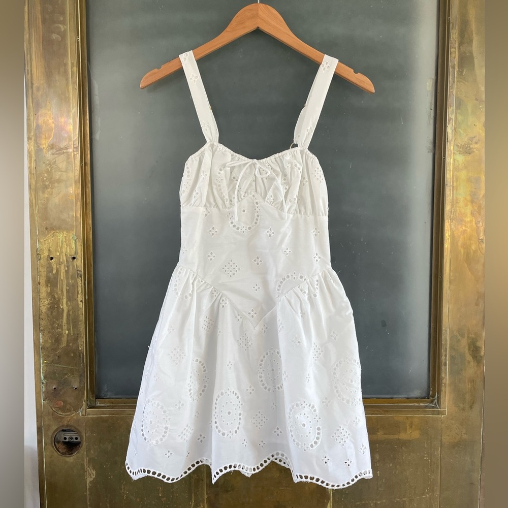 SABO White Eyelet Broderie Mini Dress XS